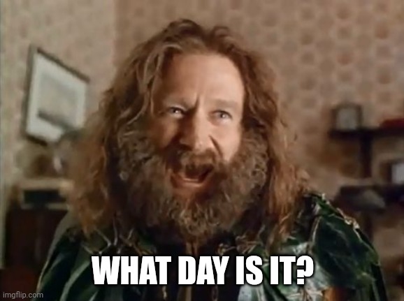 What Year Is It Meme | WHAT DAY IS IT? | image tagged in memes,what year is it | made w/ Imgflip meme maker