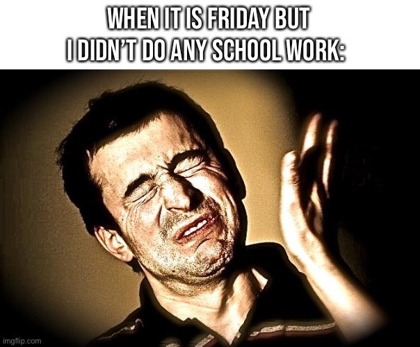 face slap | When It is Friday but I didn’t do any school work: | image tagged in face slap | made w/ Imgflip meme maker