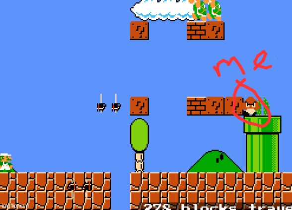 The goomba is stuck :) | image tagged in mario | made w/ Imgflip meme maker