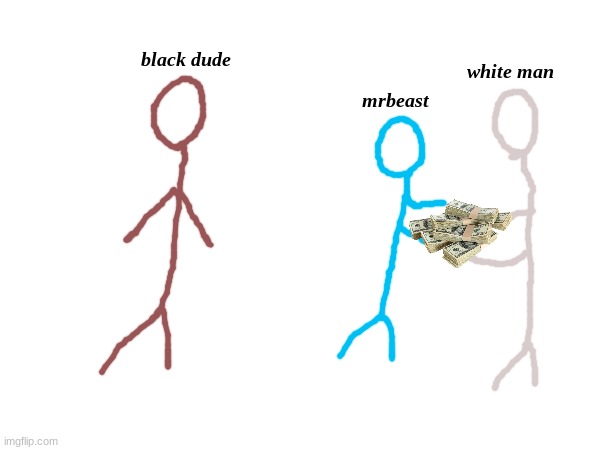 . | black dude; white man; mrbeast | made w/ Imgflip meme maker