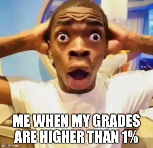 WUD DA HELL | ME WHEN MY GRADES ARE HIGHER THAN 1% | image tagged in wud da hell | made w/ Imgflip meme maker