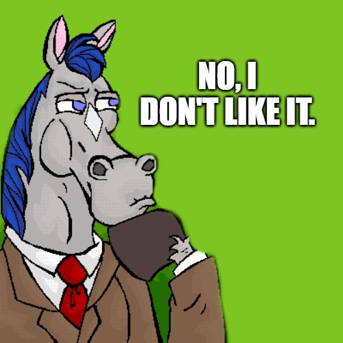 horse | NO, I DON'T LIKE IT. | image tagged in horse | made w/ Imgflip meme maker