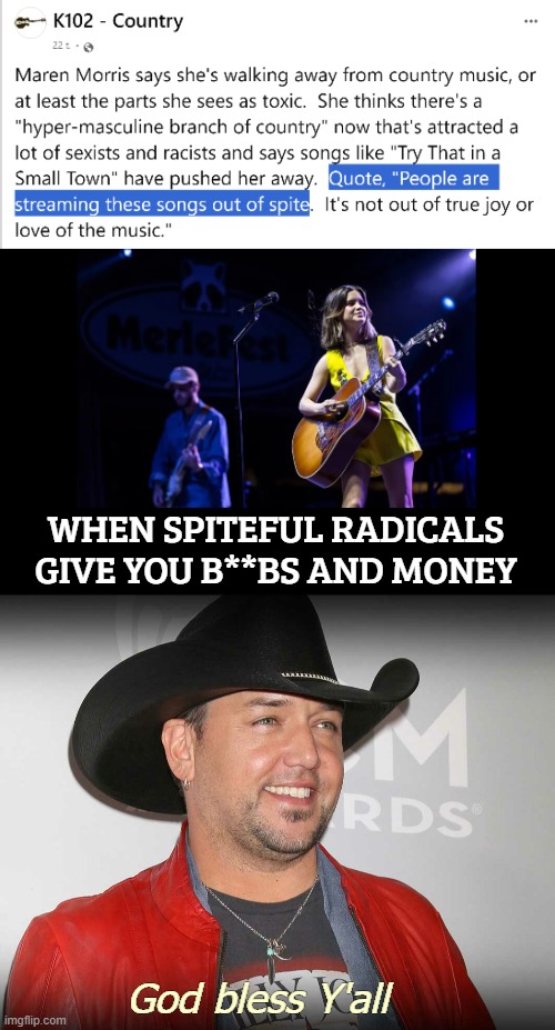 He's just reacting to the increase in politically motivated theft and violence -
Thank you BLM. | WHEN SPITEFUL RADICALS GIVE YOU B**BS AND MONEY; God bless Y'all | image tagged in identity politics,funny | made w/ Imgflip meme maker