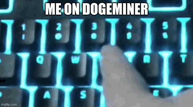 me on dogeminer and spamming | ME ON DOGEMINER | image tagged in dogecoin,gaming,keyboard | made w/ Imgflip meme maker