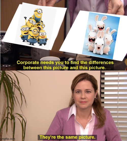 Rabbits vs. Minions | image tagged in find the difference between | made w/ Imgflip meme maker