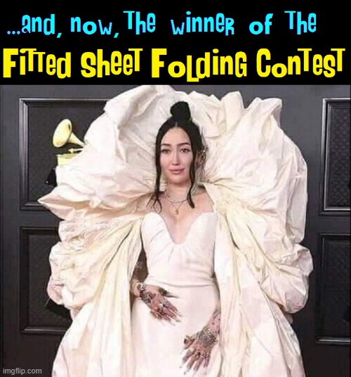 Yes, I am the Tik-Tok Folding Queen | image tagged in vince vance,folding,fitted sheets,contest,memes,runway fashion | made w/ Imgflip meme maker