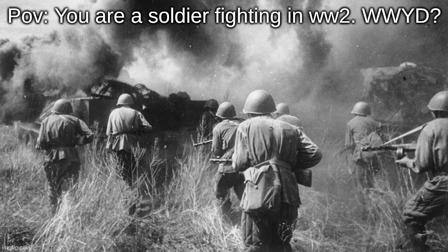 no joke ocs|no bambi ocs | Pov: You are a soldier fighting in ww2. WWYD? | image tagged in pov,roleplaying,ww2,fight | made w/ Imgflip meme maker