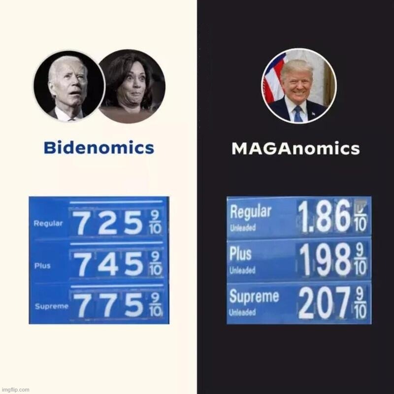 Bidenomics vs. MAGAnomics | image tagged in bidenomics,maganomics,clown show,creepy joe biden,creepy kamala harris,joe biden worries | made w/ Imgflip meme maker