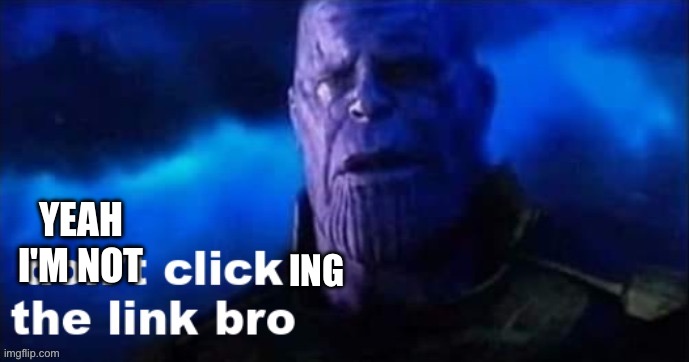 don't click the link bro | YEAH I'M NOT ING | image tagged in don't click the link bro | made w/ Imgflip meme maker