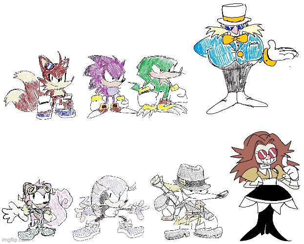 D sides sonic characters | image tagged in sonic the hedgehog,knuckles,tails the fox,eggman,mighty,maria | made w/ Imgflip meme maker
