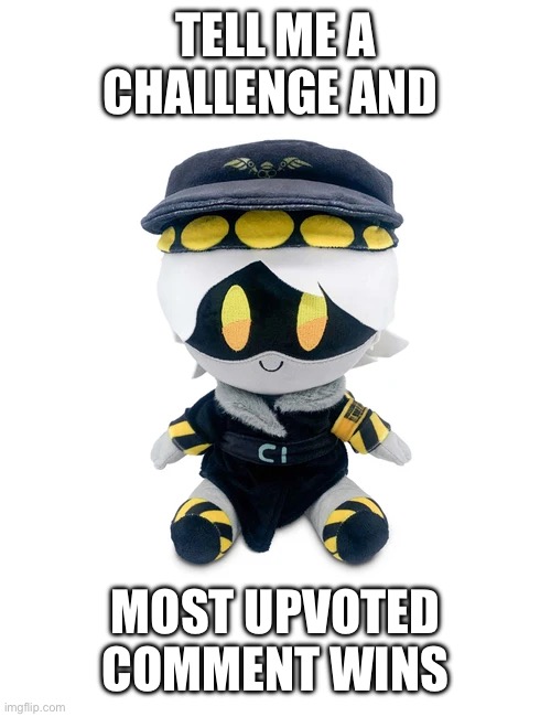 Pls ima regret this | TELL ME A CHALLENGE AND; MOST UPVOTED COMMENT WINS | image tagged in n plushie | made w/ Imgflip meme maker