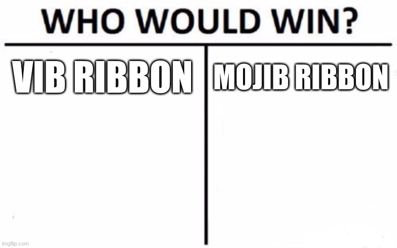 who would win? | VIB RIBBON; MOJIB RIBBON | image tagged in memes,who would win | made w/ Imgflip meme maker