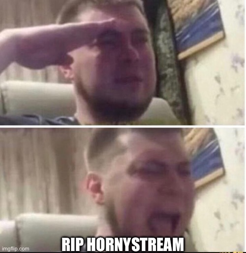 Crying salute | RIP HORNYSTREAM | image tagged in crying salute | made w/ Imgflip meme maker
