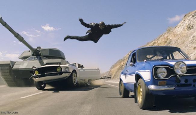Fast and Furious 6 man jumping to other car | image tagged in fast and furious 6 man jumping to other car | made w/ Imgflip meme maker