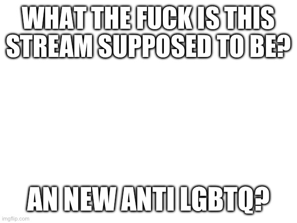WHAT THE FUCK IS THIS STREAM SUPPOSED TO BE? AN NEW ANTI LGBTQ? | made w/ Imgflip meme maker