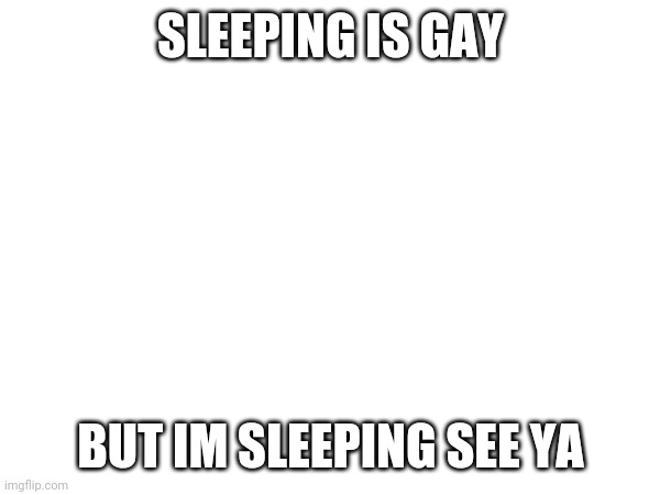 SLEEPING IS GAY; BUT IM SLEEPING SEE YA | made w/ Imgflip meme maker