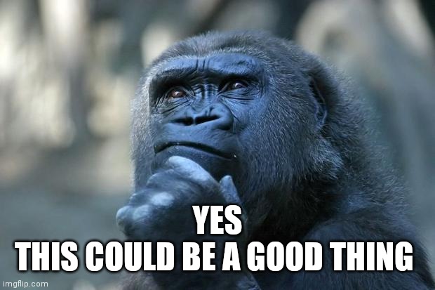 Deep Thoughts | YES
THIS COULD BE A GOOD THING | image tagged in deep thoughts | made w/ Imgflip meme maker