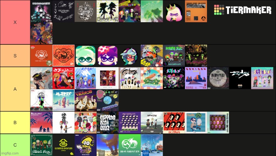 splat platoon original soundtrack categorization unit known as “bands” tierlist | made w/ Imgflip meme maker