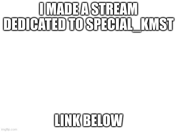 please consider dropping a follow | I MADE A STREAM DEDICATED TO SPECIAL_KMST; LINK BELOW | made w/ Imgflip meme maker