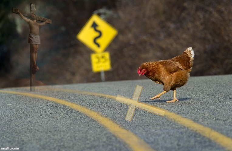 father son and holy ghost chicken crossing road | image tagged in father son and holy ghost chicken crossing road | made w/ Imgflip meme maker