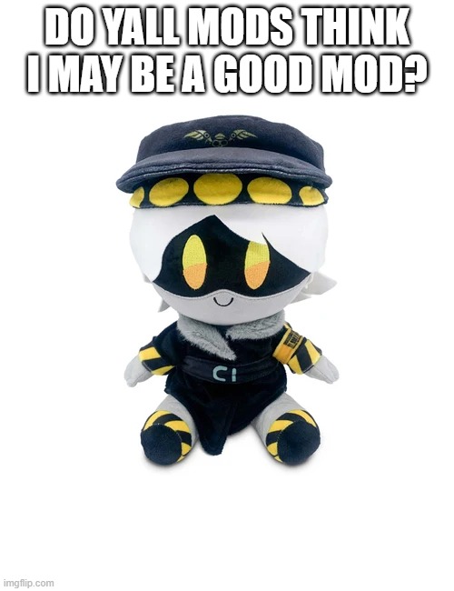 N Plushie | DO YALL MODS THINK I MAY BE A GOOD MOD? | image tagged in n plushie | made w/ Imgflip meme maker