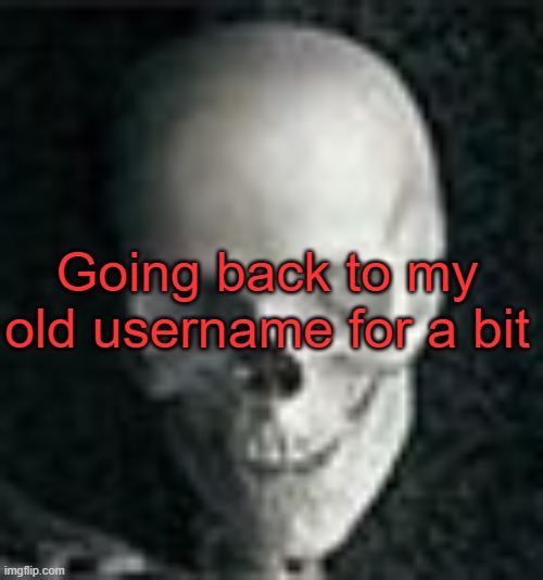 . | Going back to my old username for a bit | image tagged in skull | made w/ Imgflip meme maker