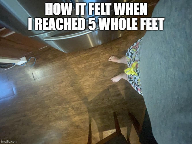 5 feet | HOW IT FELT WHEN I REACHED 5 WHOLE FEET | image tagged in why am i 8 feet tall | made w/ Imgflip meme maker