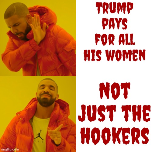 He's Never Been Praised, Or Loved, For Who He Is.  It's All About His Family Money | Trump pays for all his women; Not just the hookers | image tagged in memes,drake hotline bling,lock him up,scumbag trump,scumbag republicans,deplorable donald | made w/ Imgflip meme maker