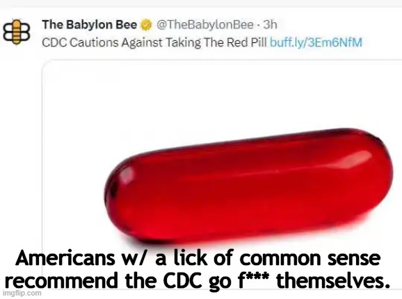 It all comes down to 'Common Sense' VS 'Nonsense' . . . | Americans w/ a lick of common sense 
recommend the CDC go f*** themselves. | image tagged in politics,political humor,cdc,red pill,common sense,nonsense | made w/ Imgflip meme maker
