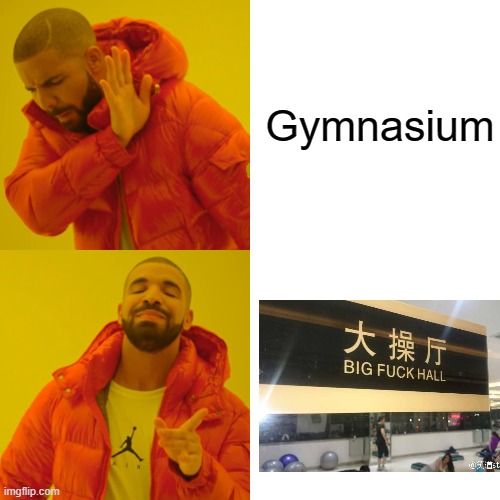 Gyms in China Be like | Gymnasium | image tagged in memes,drake hotline bling,china,chinglish,funny,translation | made w/ Imgflip meme maker