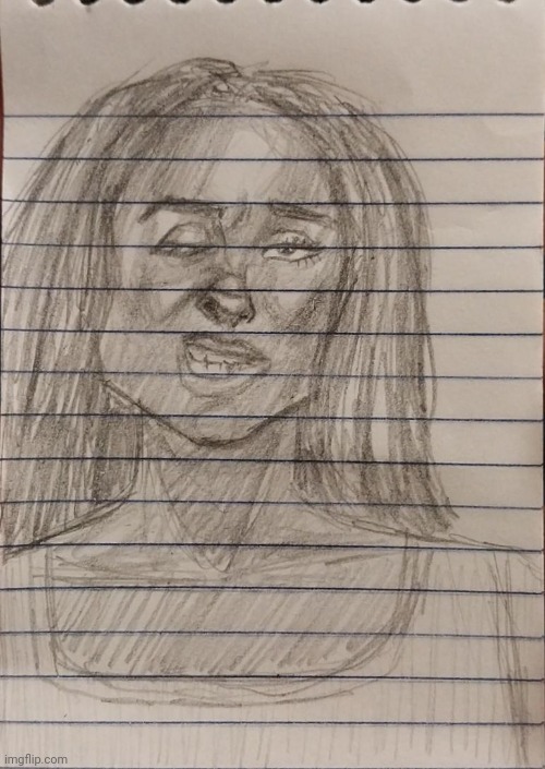 Harsh Wink | image tagged in art,drawing,sketch,girl,wink,expression | made w/ Imgflip meme maker