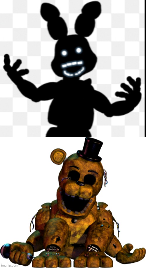 image tagged in shadow bonnie,withered yellowbear | made w/ Imgflip meme maker