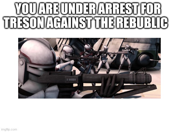 YOU ARE UNDER ARREST FOR TRESON AGAINST THE REBUBLIC | made w/ Imgflip meme maker