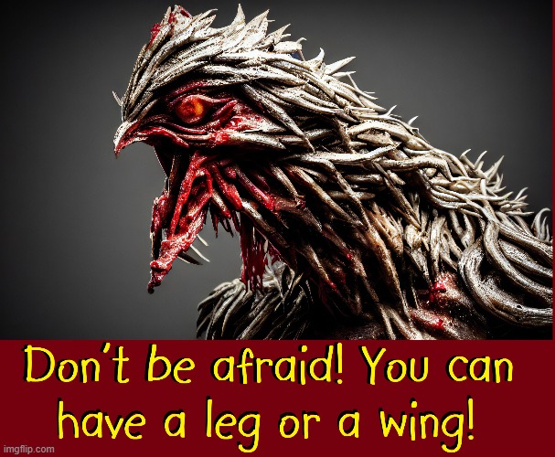 The Friendly Zombie Chicken | image tagged in vince vance,cursed image,zombie,chickens,memes,scary | made w/ Imgflip meme maker