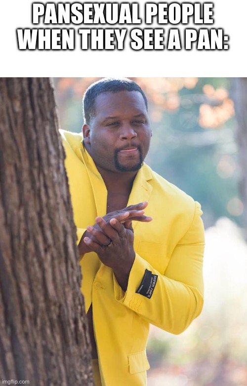 creative title | PANSEXUAL PEOPLE WHEN THEY SEE A PAN: | image tagged in anthony adams rubbing hands,pansexual,pan,funny,front page plz | made w/ Imgflip meme maker