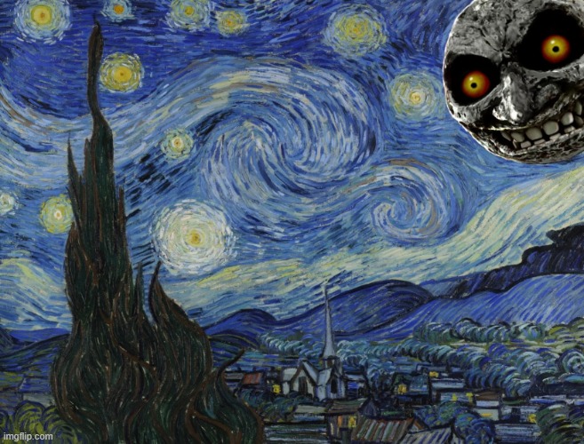Starry Night Painting | image tagged in art,legend of zelda,meme | made w/ Imgflip meme maker