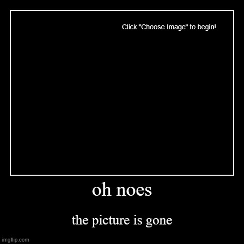 oh noes | the picture is gone | image tagged in funny,demotivationals | made w/ Imgflip demotivational maker