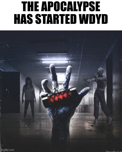 What will you do | THE APOCALYPSE HAS STARTED WDYD | image tagged in zombies,i will get involved | made w/ Imgflip meme maker