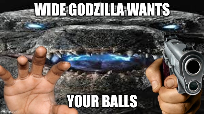 WIDE GODZILLA NO | WIDE GODZILLA WANTS; YOUR BALLS | made w/ Imgflip meme maker