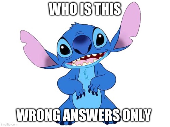 stitch | WHO IS THIS; WRONG ANSWERS ONLY | image tagged in stitch | made w/ Imgflip meme maker