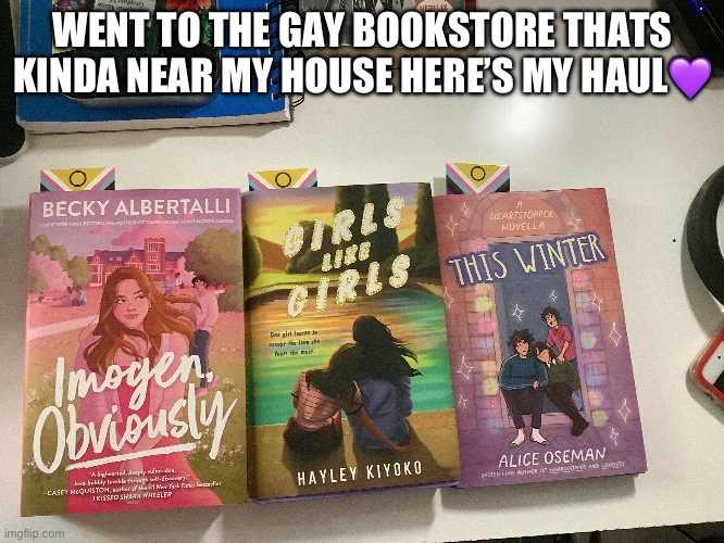i had no idea Hayley Kiyoko wrote a book:0 | WENT TO THE GAY BOOKSTORE THATS KINDA NEAR MY HOUSE HERE’S MY HAUL💜 | image tagged in books,gay | made w/ Imgflip meme maker