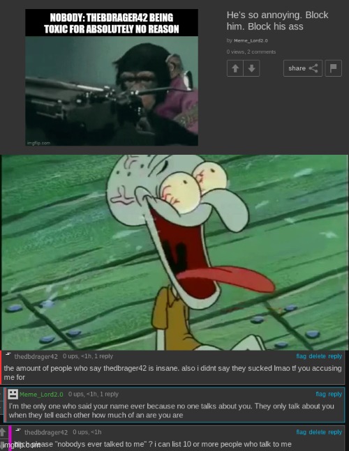 i love when people get the wrong idea abt me LMAOOOO | image tagged in laughing squidward | made w/ Imgflip meme maker