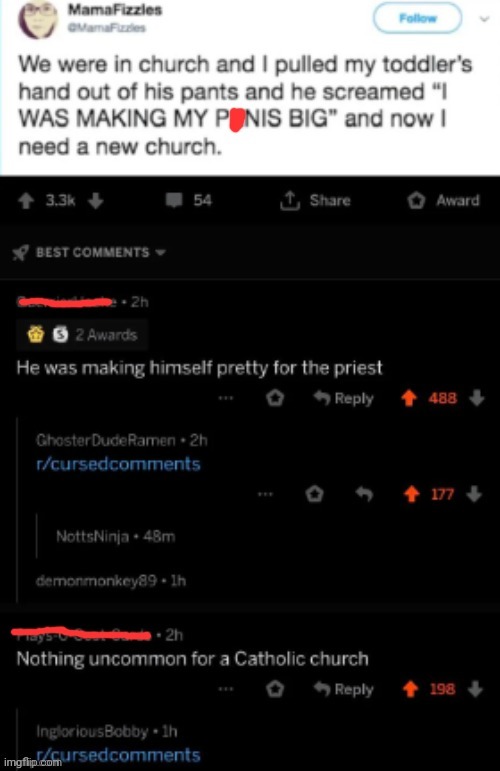 Sorry for low quality, but NAAAAWW | image tagged in cursed,toddler,comments | made w/ Imgflip meme maker