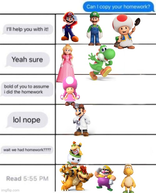 Mario | image tagged in can i copy your homework | made w/ Imgflip meme maker