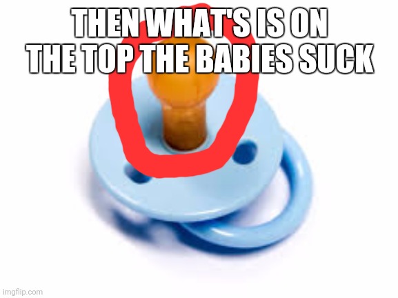 Pacifier | THEN WHAT'S IS ON THE TOP THE BABIES SUCK | image tagged in pacifier | made w/ Imgflip meme maker
