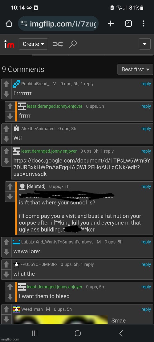 this mf teally threatened to shoot me over making an evidence doc | made w/ Imgflip meme maker