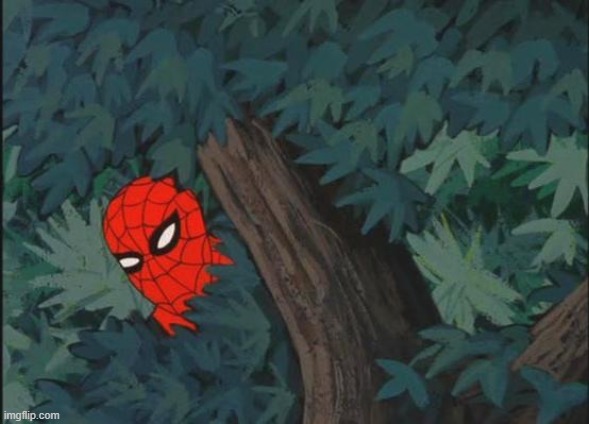 Hiding in bushes Spider-Man | image tagged in hiding in bushes spider-man | made w/ Imgflip meme maker