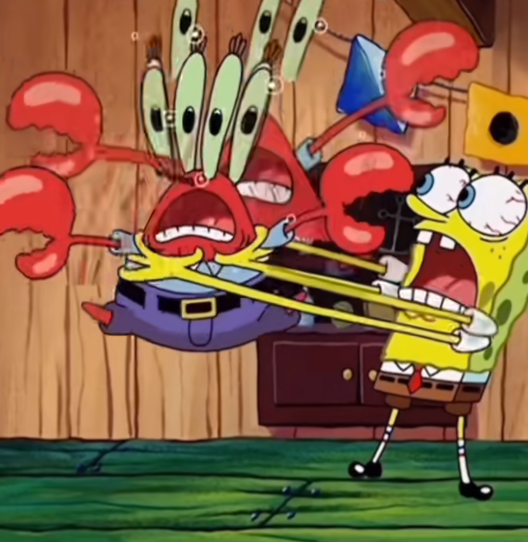SpongeBob strangling Mr. Krabs Blank Meme Template