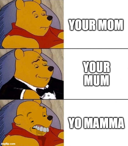 Best,Better, Blurst | YOUR MOM; YOUR MUM; YO MAMMA | image tagged in best better blurst,winnie the pooh,your mom,yo mama,funny memes | made w/ Imgflip meme maker