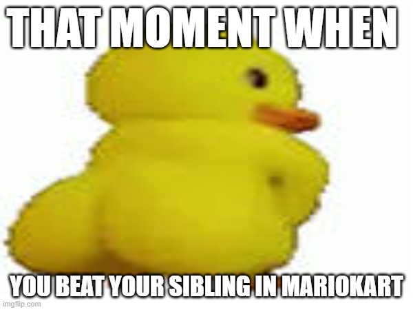 THAT MOMENT WHEN; YOU BEAT YOUR SIBLING IN MARIOKART | image tagged in hehehe | made w/ Imgflip meme maker